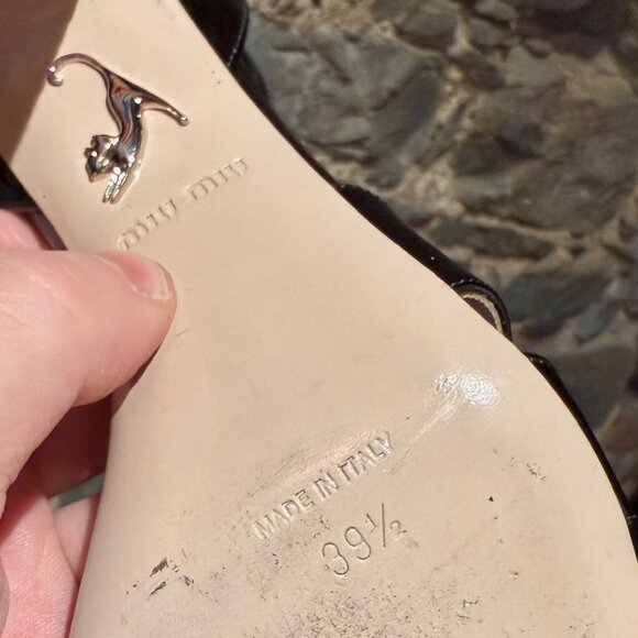 Miu Miu Black Patent Multicolour Heel Sandals - Picture 10 of 12